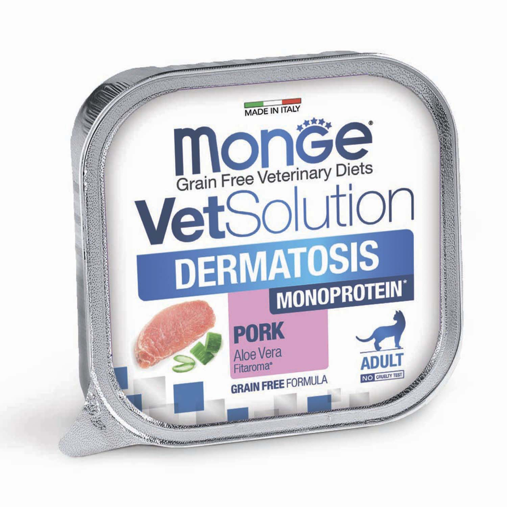 Корм для кошек MONGE VetSolution Dermatosis с чувствительной кожей ламист.