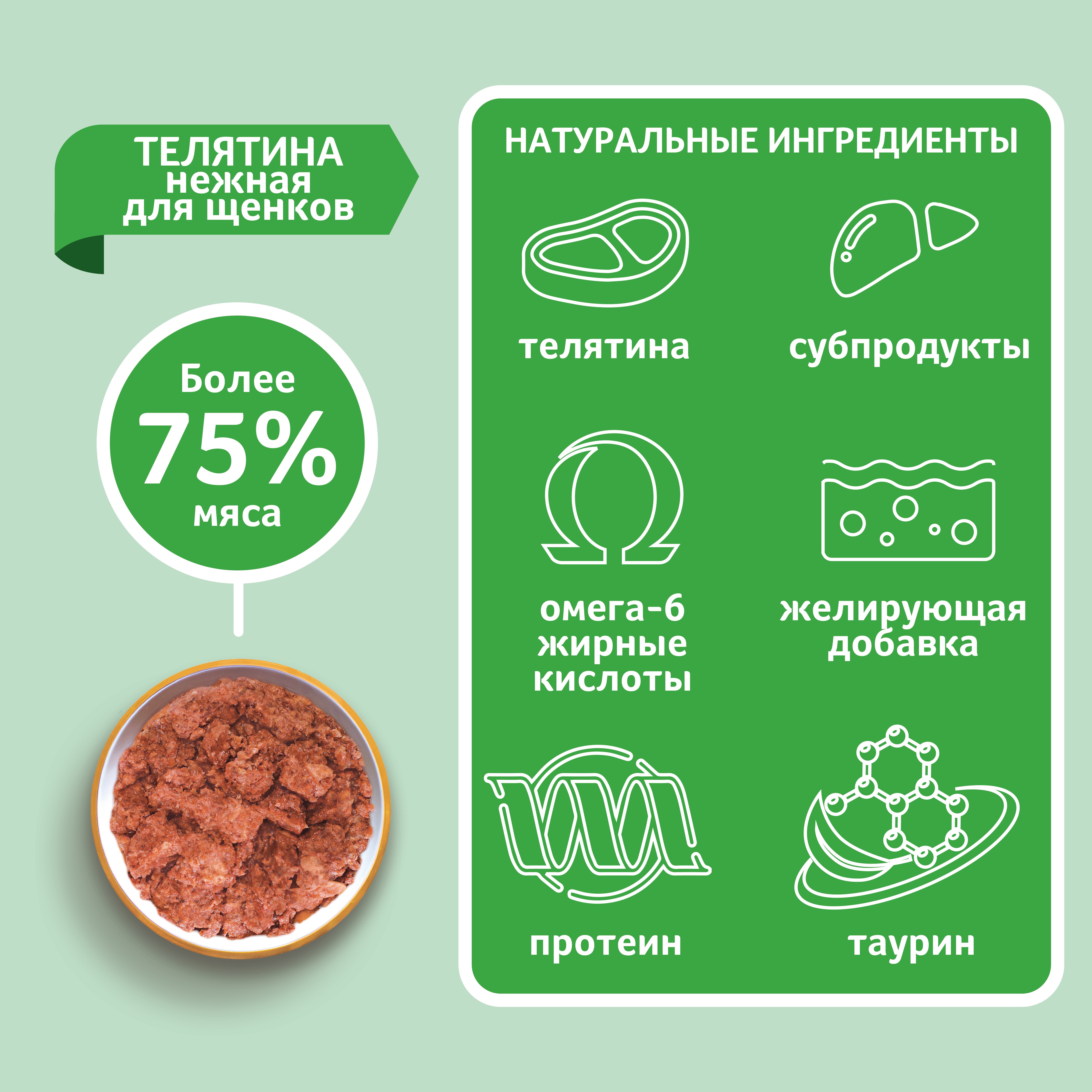 Корм для щенков ЗООГУРМАН Мясное ассорти телятина нежная банка