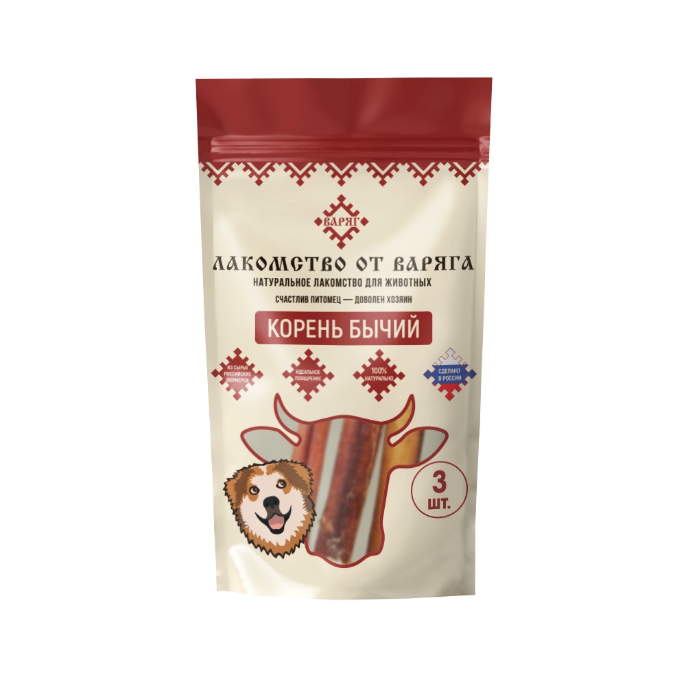 Лакомство для собак ВАРЯГ Корень бычий для мелких пород 3шт