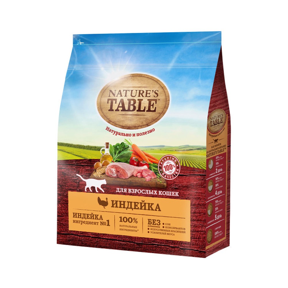 Корм для кошек NATURE'S TABLE индейка сух.