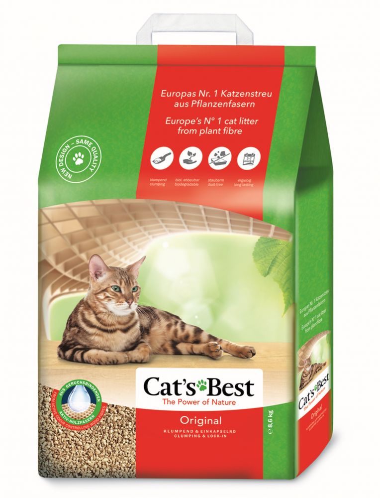 Наполнитель для кошачьего туалета CAT'S BEST Original древесный комкующийся 20л (9кг)