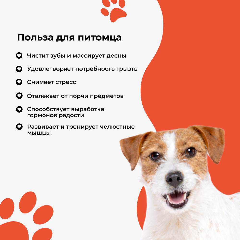 Игрушка для собак FOXIE Мяч для чистки зубов 11х5,8см оранжевый