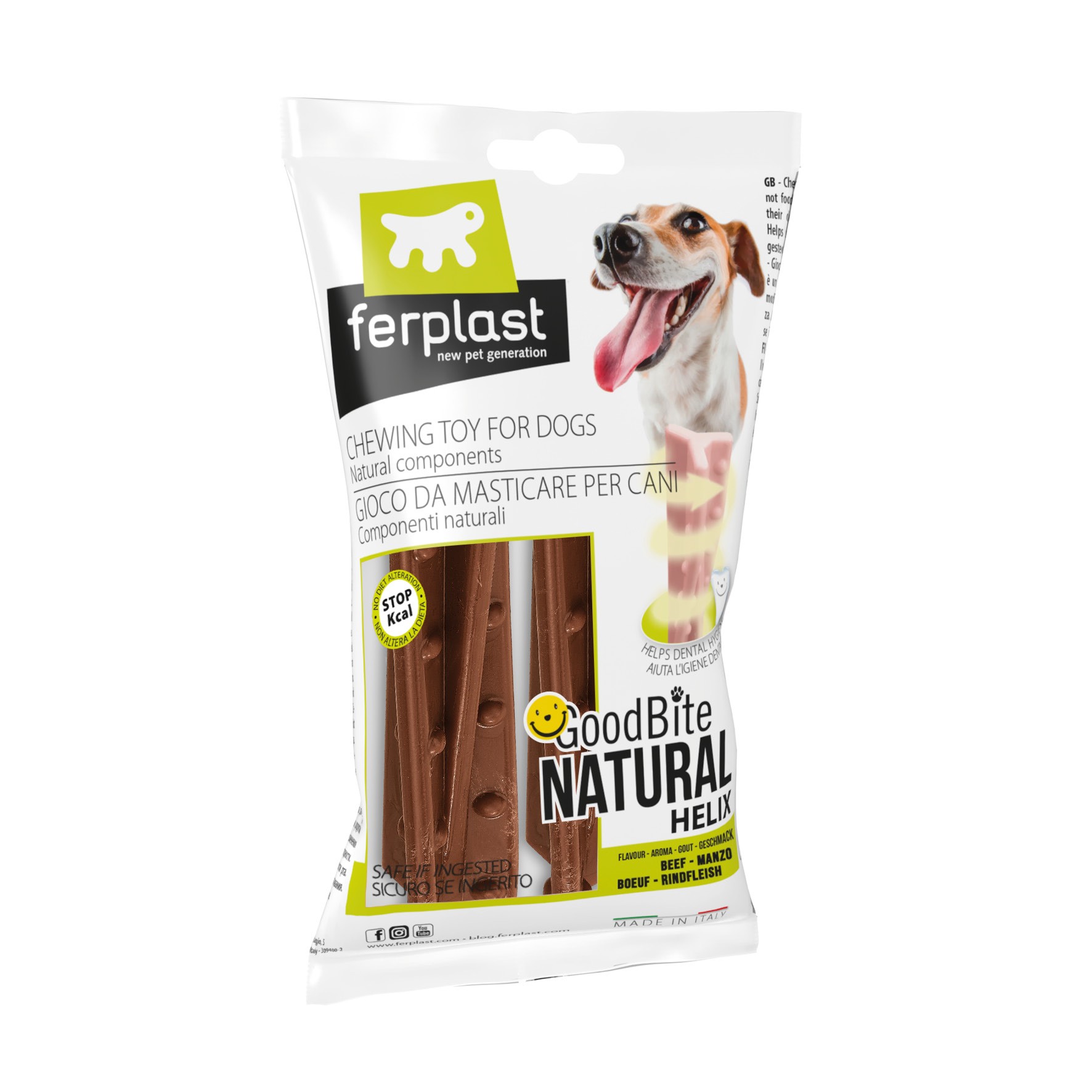 Игрушка для собак FERPLAST GoodBite Helix S Bag, кость, вкус говядины, 16гx2