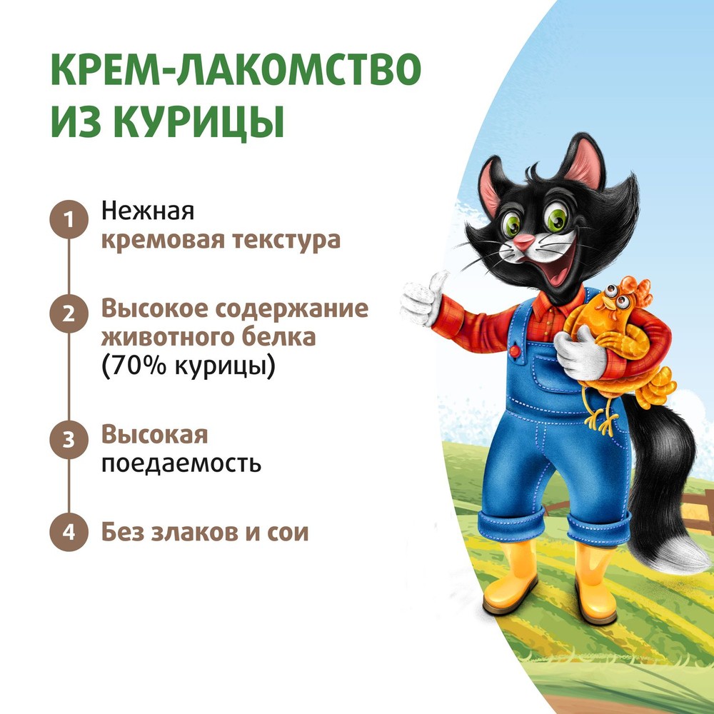 Лакомство для кошек и котят ФЕРМА КОТА ФЁДОРА крем-лакомство из курицы 4х