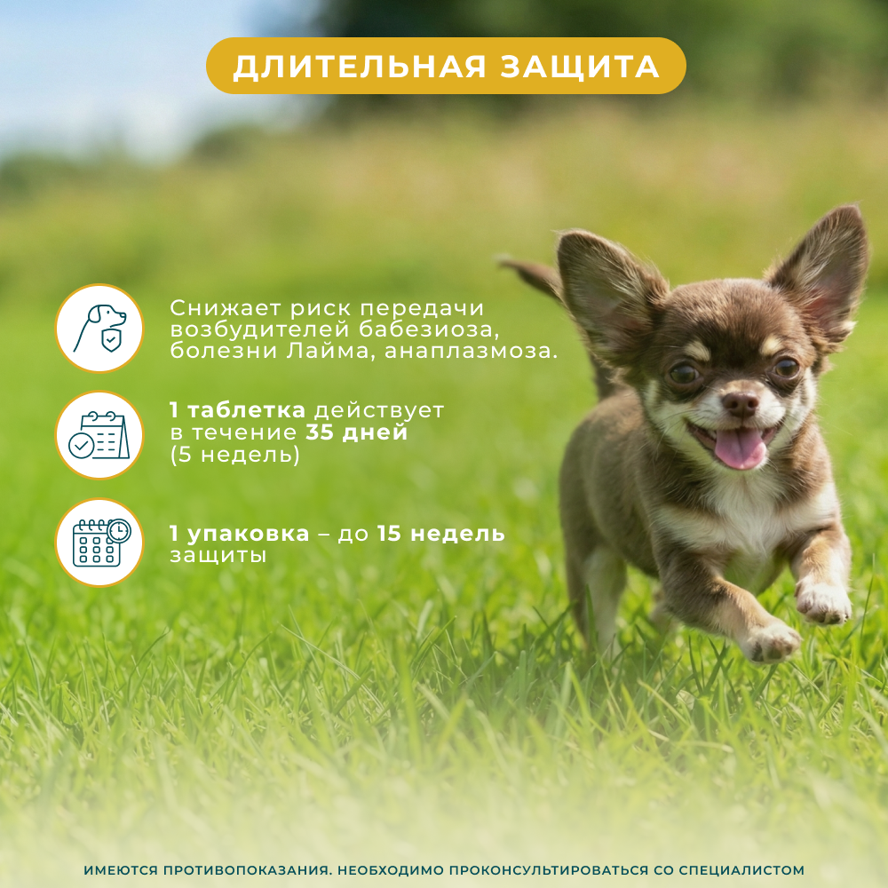 Таблетки для собак ZOETIS Симпарика от блох и клещей (1,3-2,5кг) 5мг, 3 таб на 105 дн.
