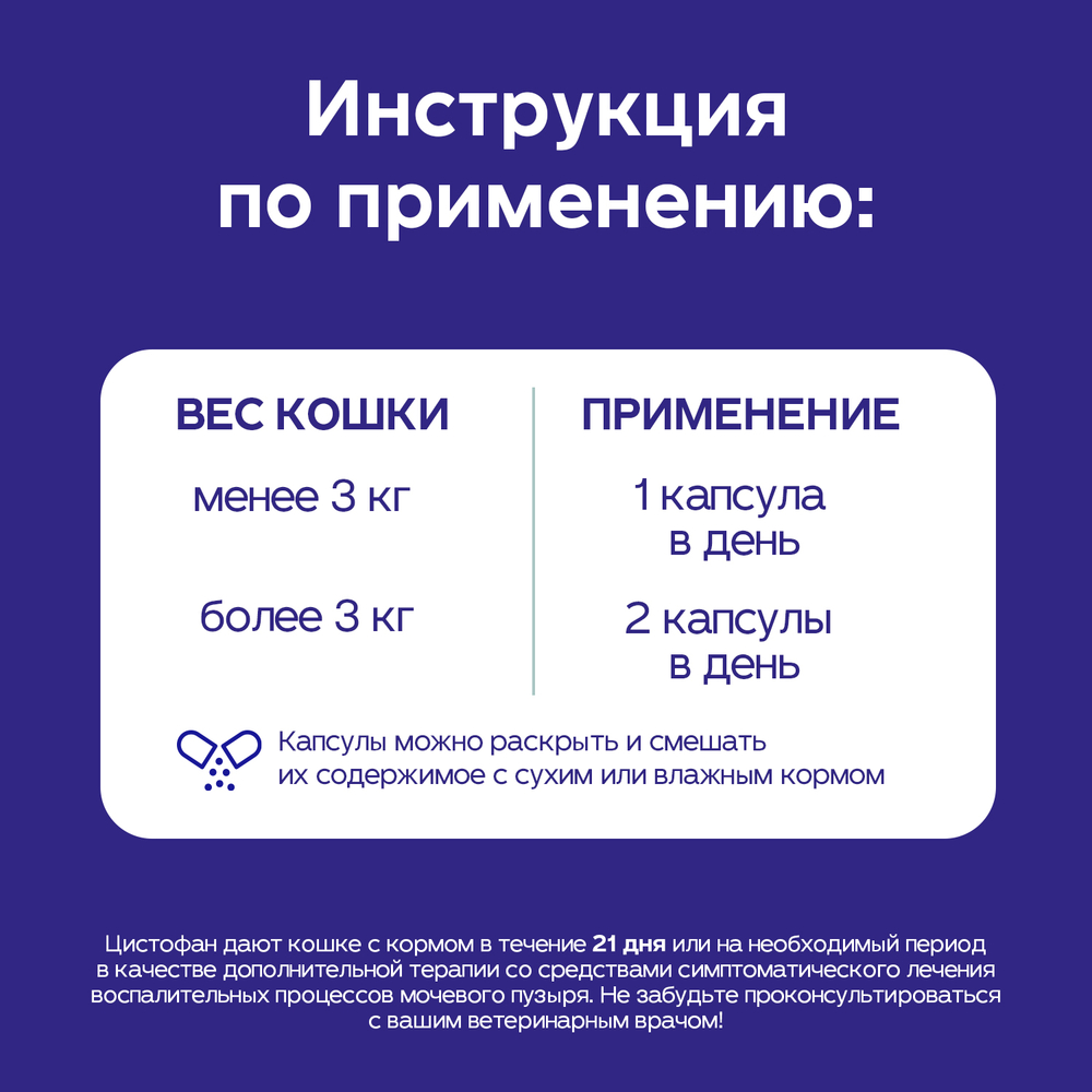 Кормовая добавка для кошек PROTEXIN Цистофан 30 капсул