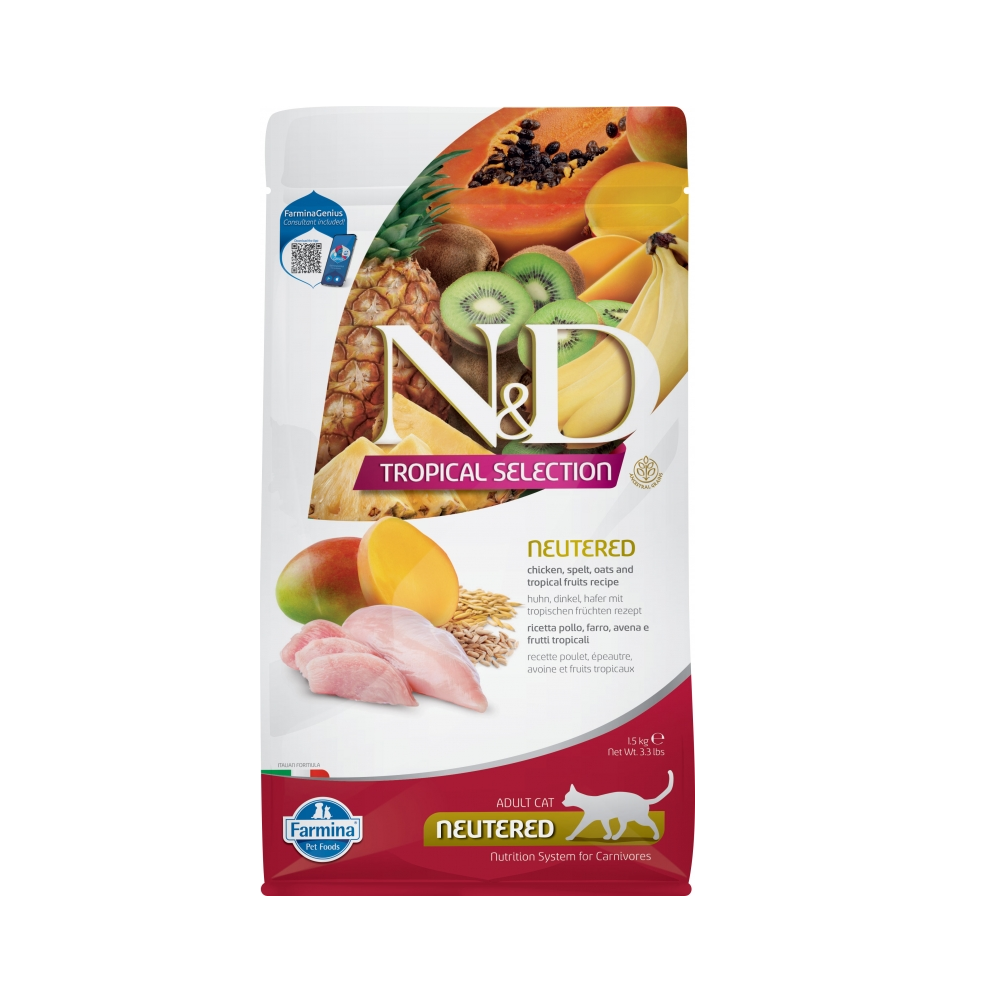Корм для кошек FARMINA N&D Tropical Selection Cat для стерилизованных, курица сух.