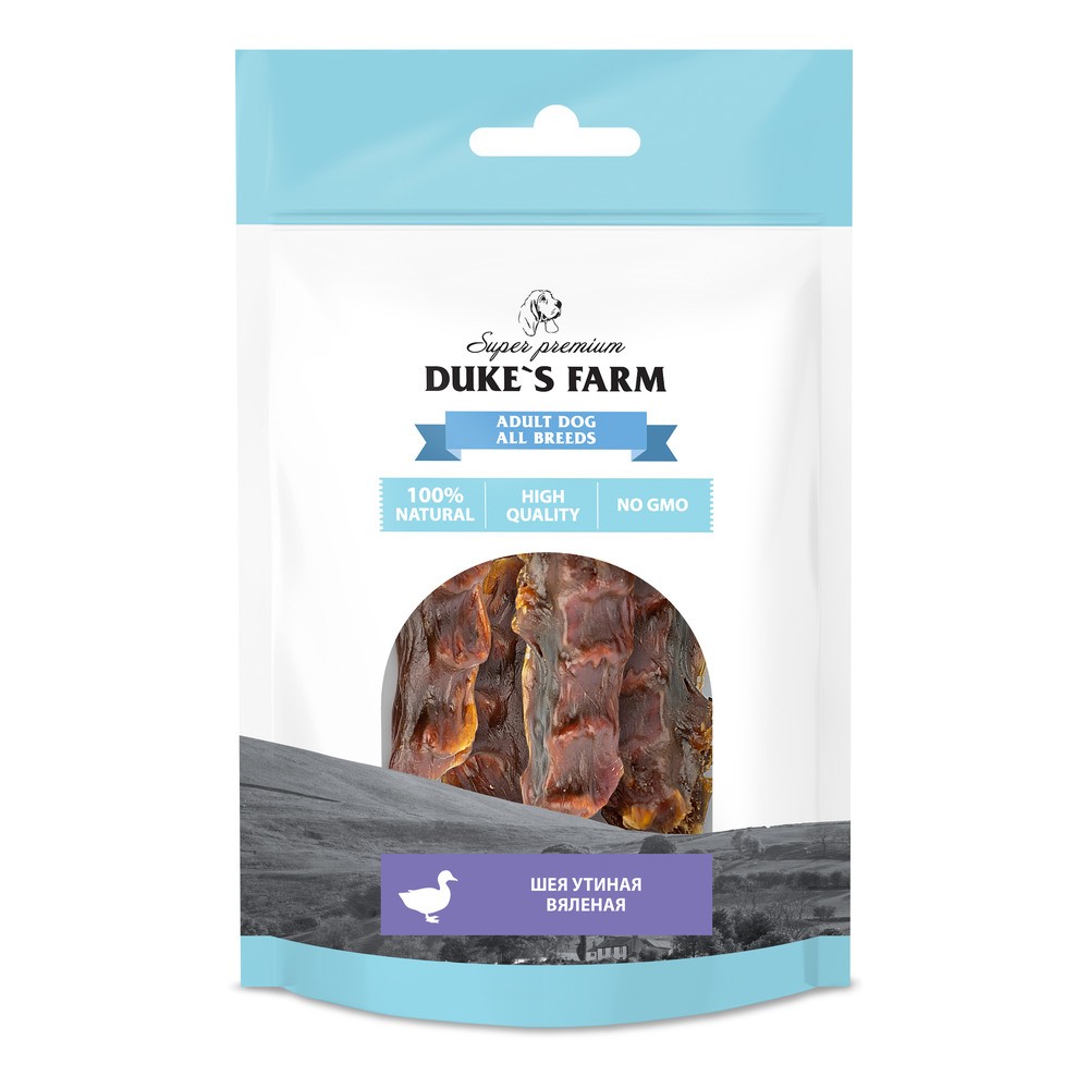 Лакомство для собак DUKE'S FARM Утиная шея вяленая, кусочки