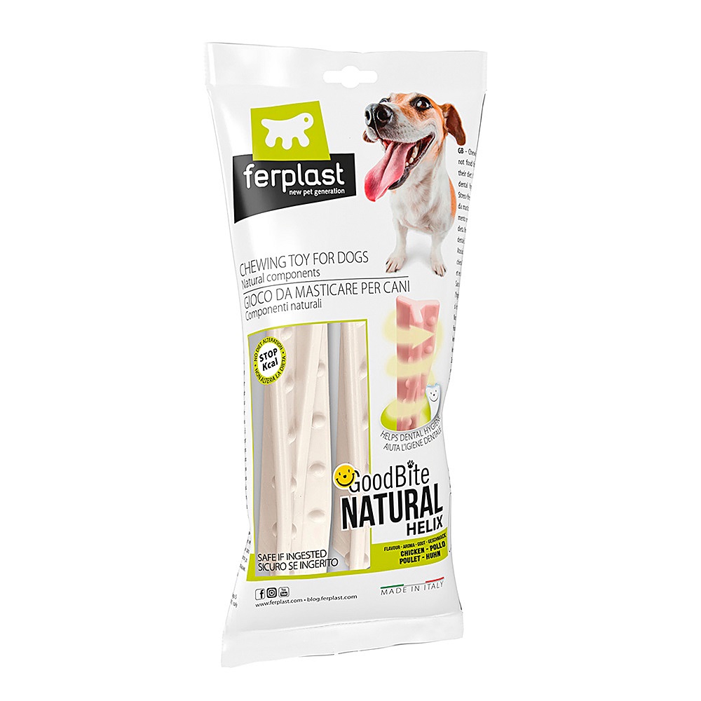 Игрушка для собак FERPLAST GoodBite Helix M Bag кость вкус курицы, 12см 23г 2шт