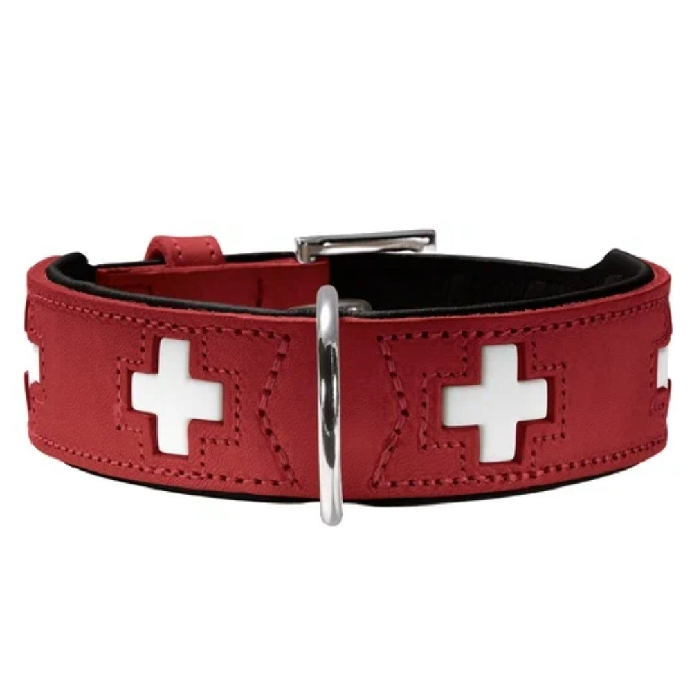 Ошейник для собак HUNTER Swiss 42 кожа красный/черный 35-39,5см