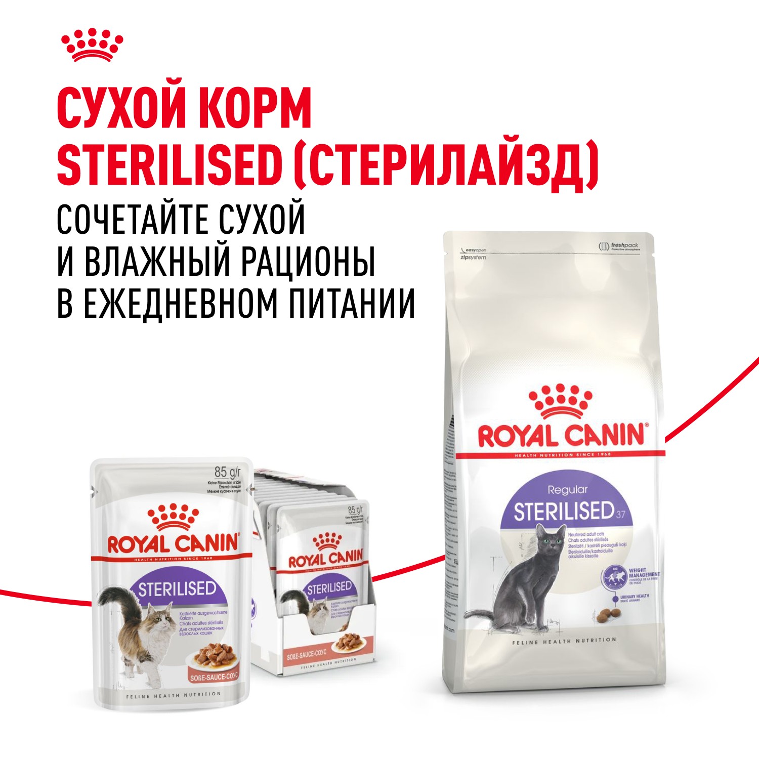 Корм для кошек ROYAL CANIN Sterilised для стерилизованных, мясо в соусе пауч