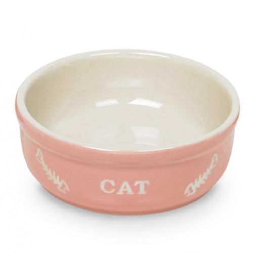 Миска для животных NOBBY керамика розовая с рисунком CAT 13,5x5см