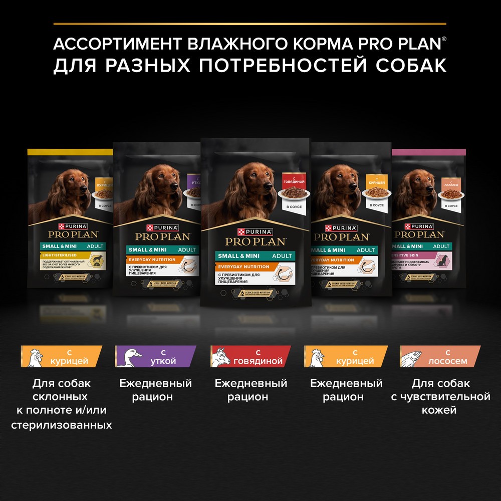 Корм для собак PRO PLAN Everyday Nutrition для мелких пород, с говядиной в соусе пауч