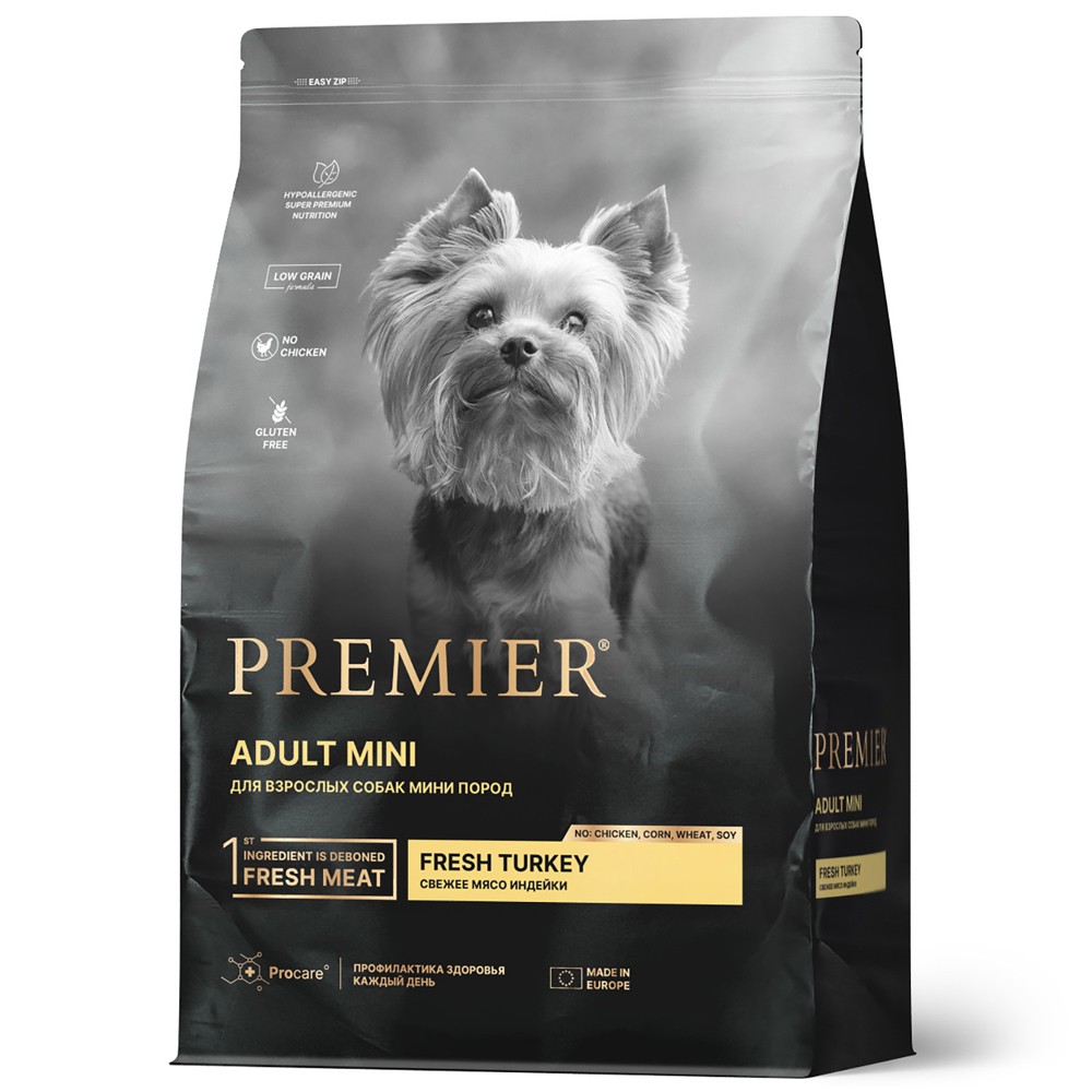 Корм для собак PREMIER Dog для мелких пород, свежее мясо индейки сух.