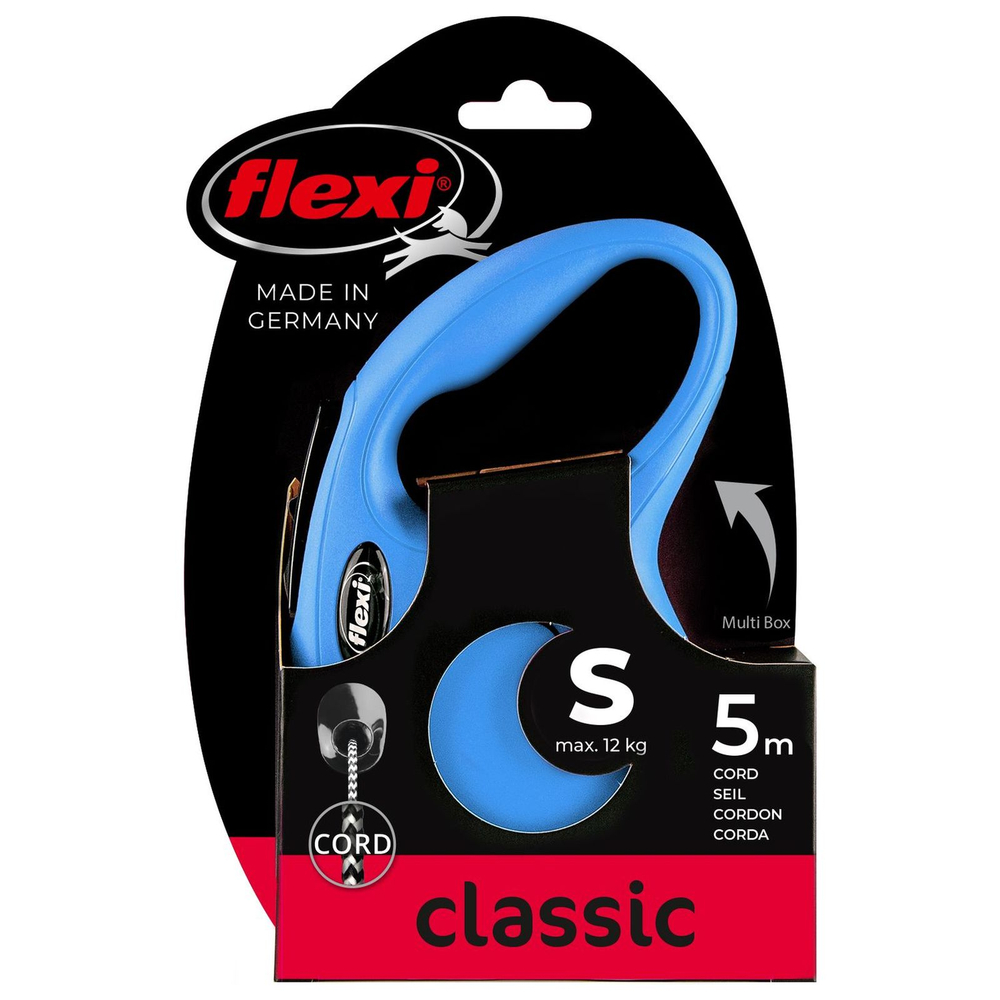 Рулетка для собак FLEXI Classic Basic S (до 12 килограммов) трос 5м синяя