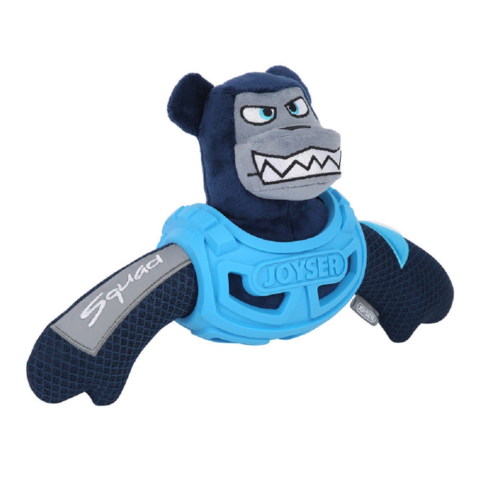 Игрушка для собак JOYSER Squad Медведь J-Bear в броне с пищалкой M/L голубой, 32см