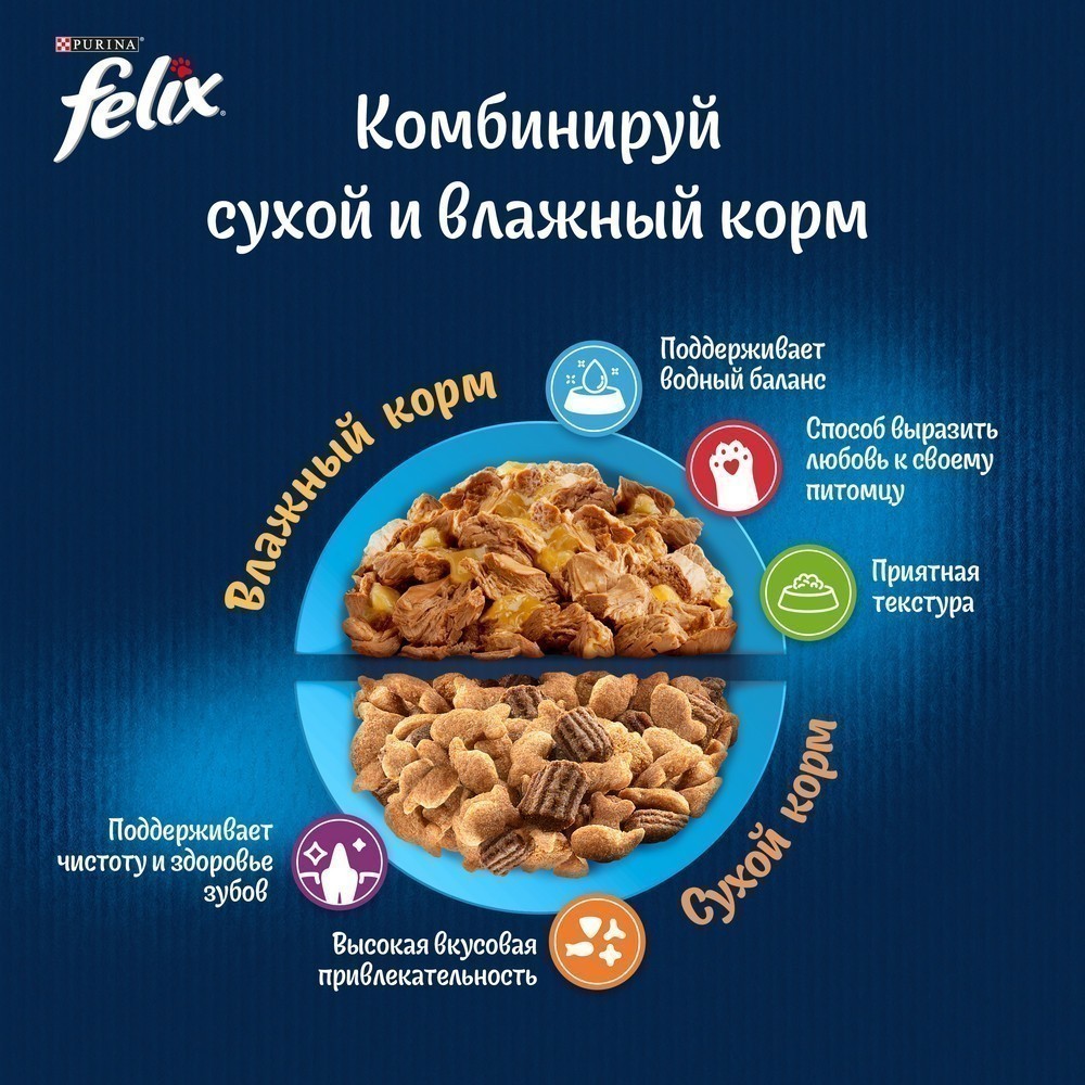 Корм для кошек FELIX Природа вкуса с лососем в соусе пауч
